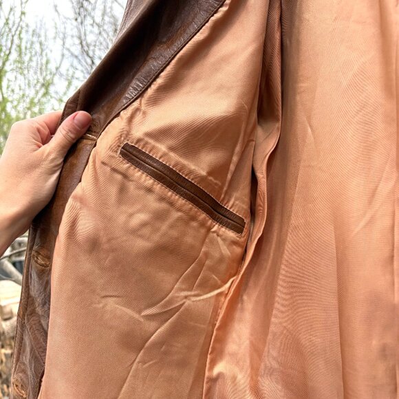 Vintage Marciano buffalo leather single-breasted trench coat - Picture 10 of 12